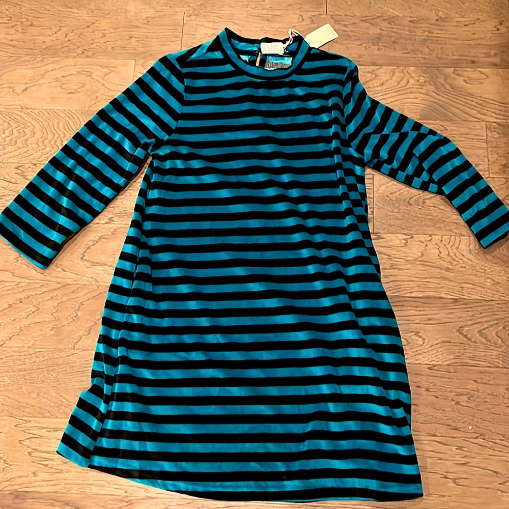Velour/velvet striped dress with pockets!